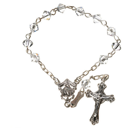 Single-decade rosary in 925 silver and transparent strass 4