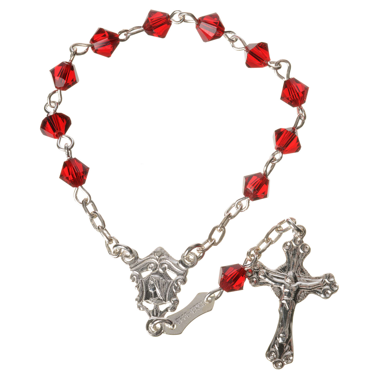 Singledecade rosary in 800 silver and red Swarovski online sales on