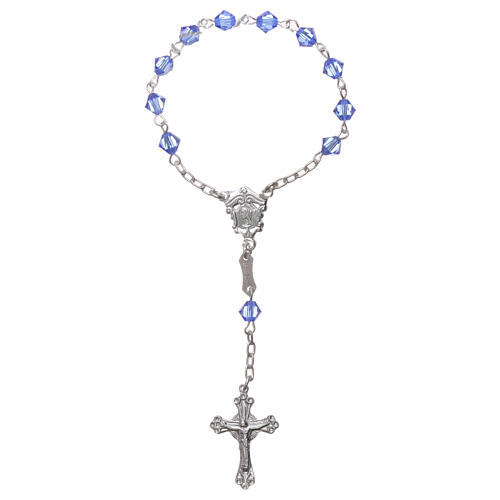 Single-decade rosary in 800 silver and light blue strass 2