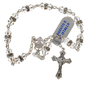 Single-decade rosary in 925 silver and transparent crystal