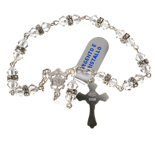 Single-decade rosary in 925 silver and transparent crystal 2