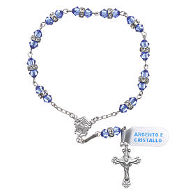 Single-decade rosary in 800 silver and light blue crystal