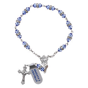 Single-decade rosary in 800 silver and light blue crystal