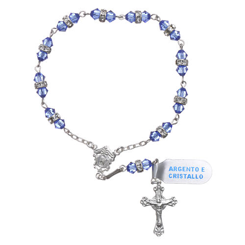 Single-decade rosary in 800 silver and light blue crystal 1