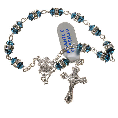 Single-decade rosary in 800 silver and blue crystal 1