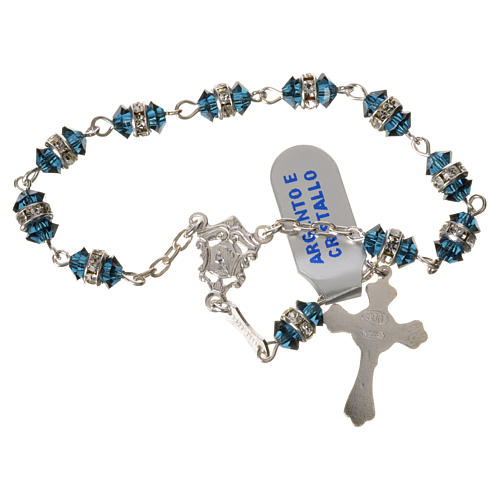 Single-decade rosary in 800 silver and blue crystal 2