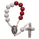 STOCK Rosary decade in red and white wood with Jubilee of Mercy symbol s1