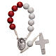 STOCK Rosary decade in red and white wood with Jubilee of Mercy symbol s2