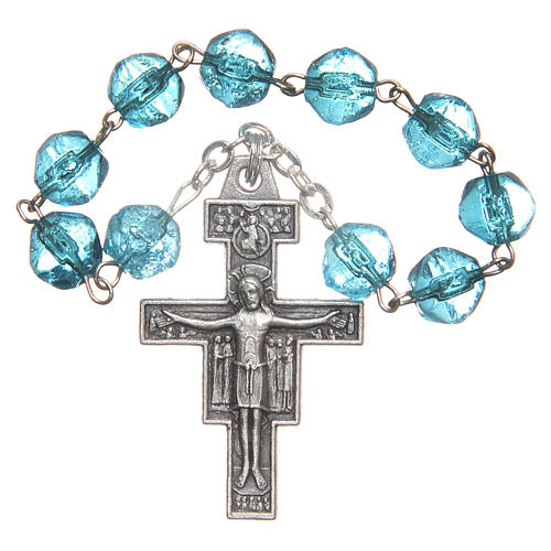 STOCK rosary decade with blue crystal like beads 1