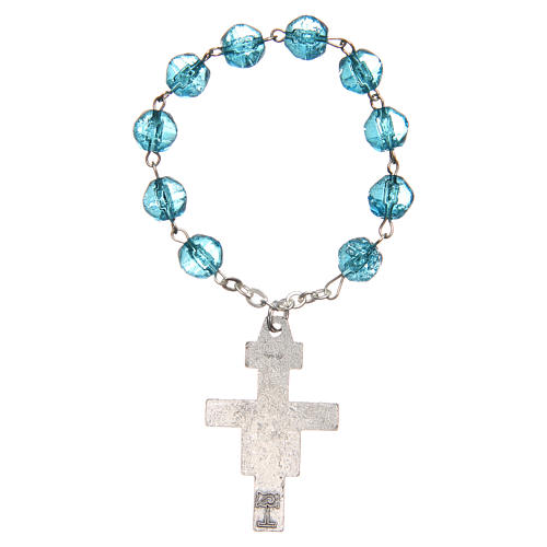 STOCK rosary decade with blue crystal like beads 2