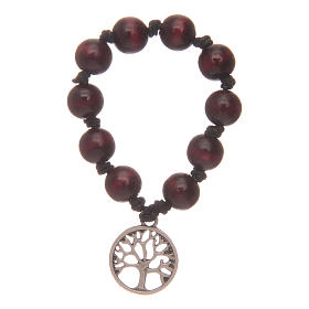Single decade rosary with rosewood grains and tree of life