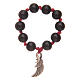 Single decade rosary with black wood grains and angel's wing s1