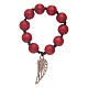 Decina rosario in legno rosso con ala d'argento s1