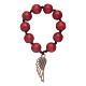 Decina rosario in legno rosso con ala d'argento s2