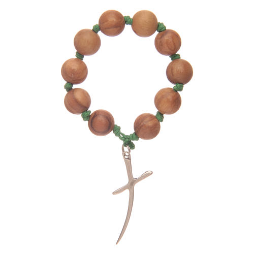 Single decade rosary in olive wood with cross 1