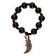 Single decade rosary with black wooden grains and angel's wing s2