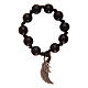 Single decade rosary with black wooden grains and angel's wing s1