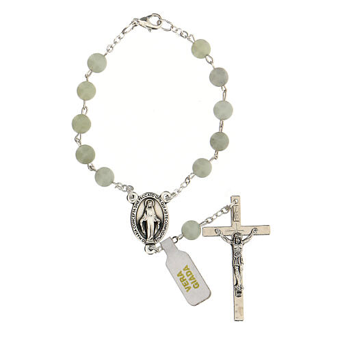 Single decade rosary with 6 mm jade beads with medal 1