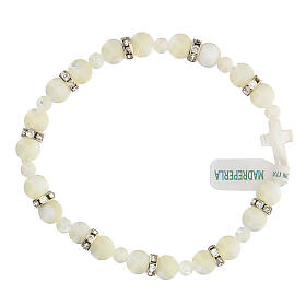 Armband mit echten Perlmutt-Perlen in weiß, 7x7 mm