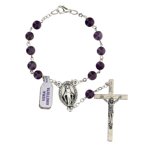 Single decade rosary of real amethyst 6 mm 1