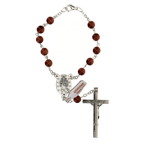 Armband Rosenkranz mit 10 roten Perlen aus Sonnenstein mit Kreuz, 6 mm 2