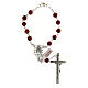 Armband Rosenkranz mit 10 roten Perlen aus Sonnenstein mit Kreuz, 6 mm s2