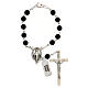 Single decade rosary of real onyx 6 mm with cross and medal s1