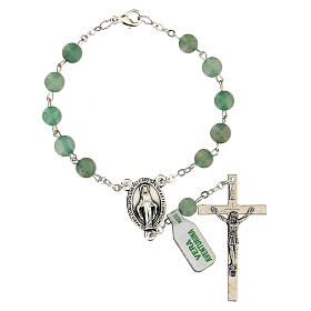Armband Rosenkranz mit 10 grünen Perlen aus Aventurin mit Kreuz, 6 mm