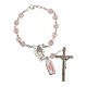 Armband Rosenkranz mit 10 rosafarbenem Perlen aus Quartz mit Kreuz, 6 mm s2
