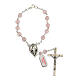 Single decade rosary with real pink quartz round beads 6 mm s1