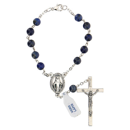 Single decade rosary of real lapis lazuli 6 mm with medal 1