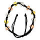 Single decade rosary bracelet, black asjustable string and tricolour crosses s2