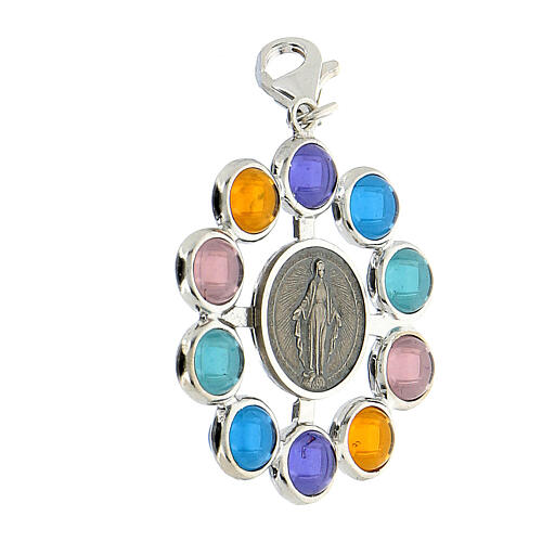 Single decade rosary pendant, 925 silver and multicolour siamite beads 6 mm 2