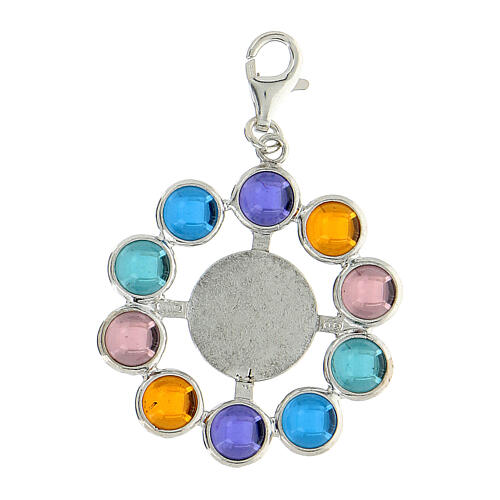 Single decade rosary pendant, 925 silver and multicolour siamite beads 6 mm 3