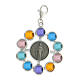Single decade rosary pendant, 925 silver and multicolour siamite beads 6 mm s1