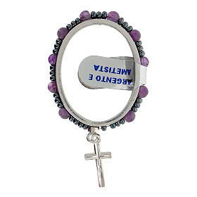 Turning single decade rosary, 925 silver and 4 mm amethyst beads