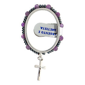Anillo rosario decena plata 925 amatista 4 mm