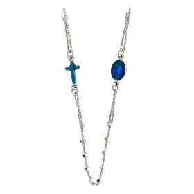 Rosary in 925 silver Our Lady of Miracles blue beads 2 mm