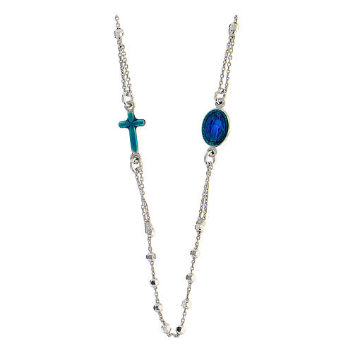 925 silver rosary Miraculous Mary blue beads 2 mm 1