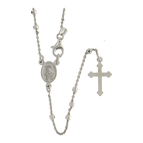 925 silver rosary Miraculous Mary enameled medal 2mm beads 3