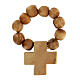 Single decade rosary, Holy Land olivewood, 8 mm, Jerusalem cross s2