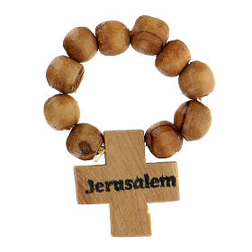 Decade rosary from the Holy Land in olive wood 8 mm with Jerusalem cross