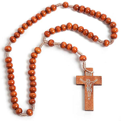 Bright wood Franciscan rosary | online sales on HOLYART.co.uk