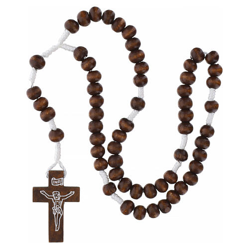 Różaniec franciszkański z jasnego drewna 4