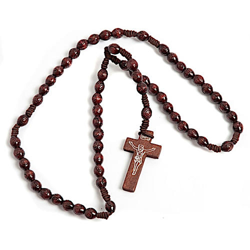 Stretchable Franciscan rosary, oval dark beads 1