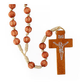 Bright wood Franciscan rosary- top