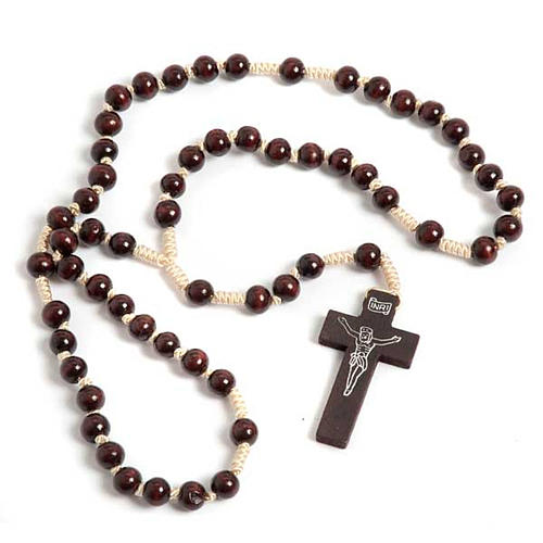 Dark wood knotted Franciscan rosary 1