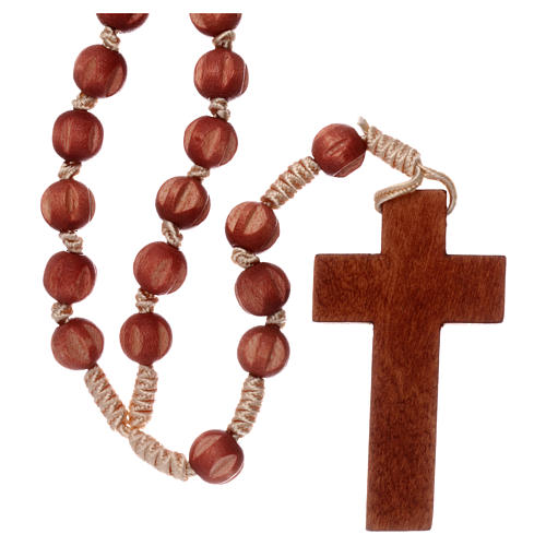 Bright carved wood Franciscan rosary 2