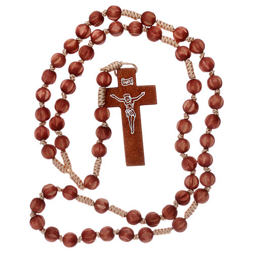 Bright carved wood Franciscan rosary 4