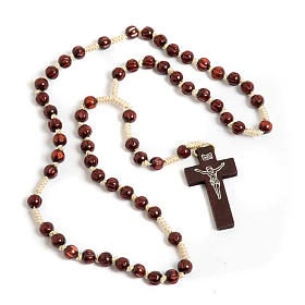 Dark carved wood Franciscan rosary